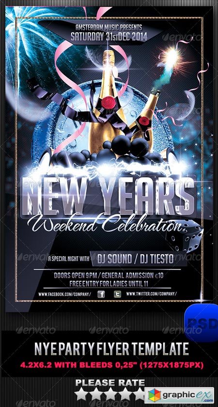 NYE Party Flyer Template 6283993