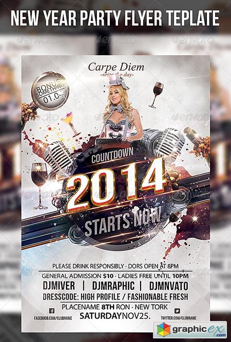 New Year Party Flyer Template 6254523