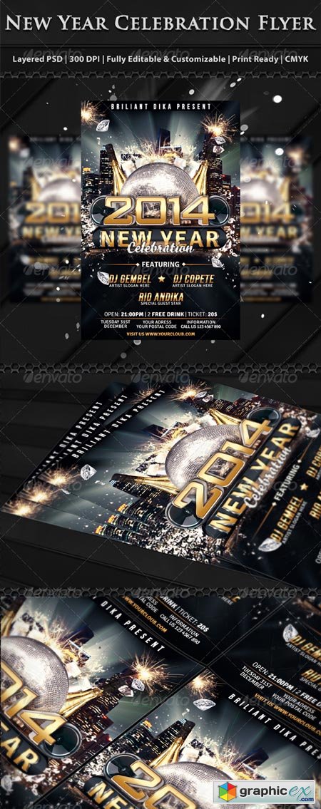 New Year Party Celebration Flyer Template 6272335