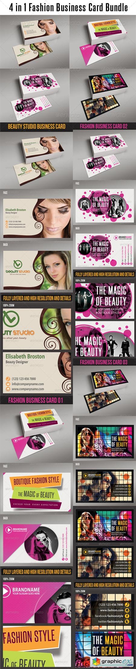4 in 1 Fashion Business Card Bundle