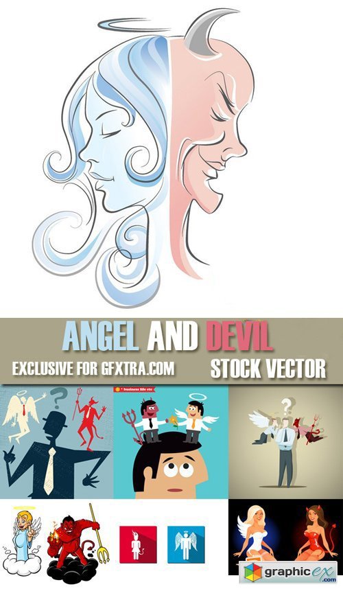 Stock Vectors - Angel and devil, 25xEps