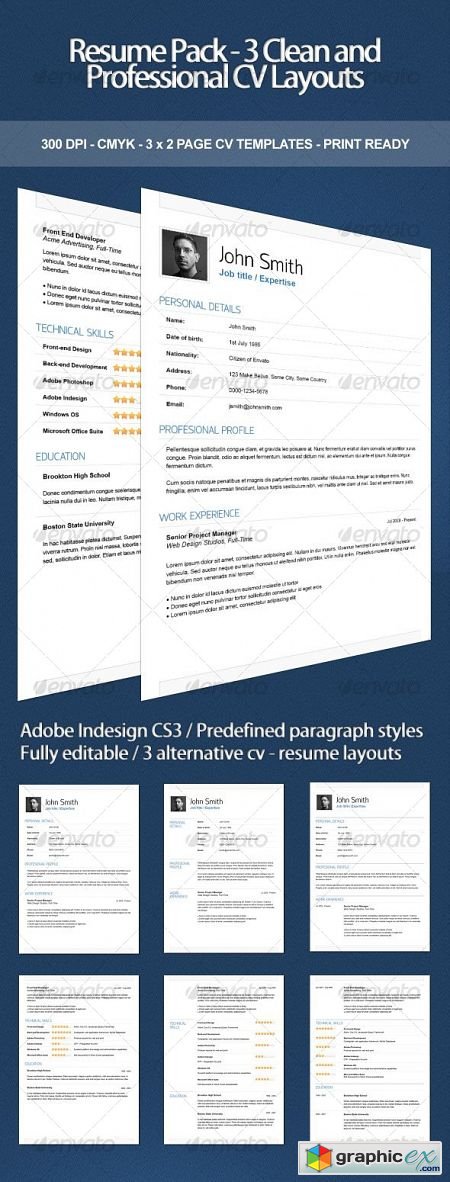 Resume Pack - 3 Clean and Professional CV Layouts