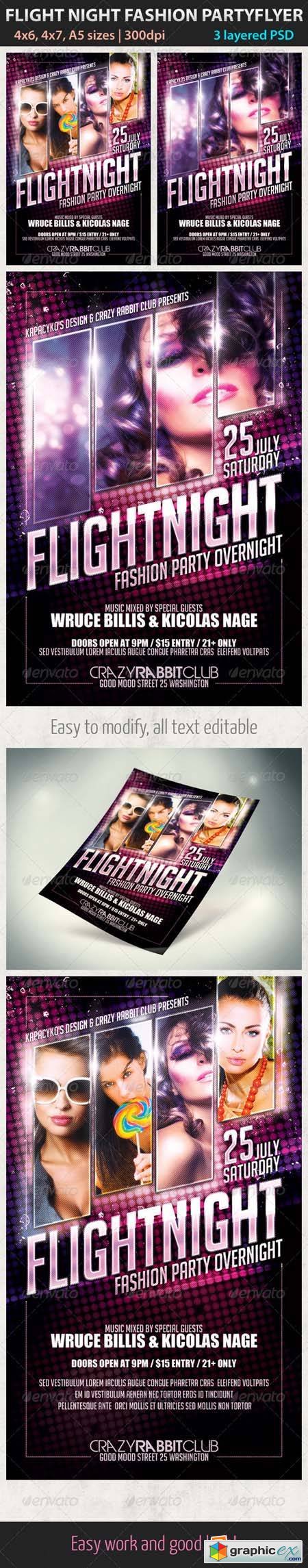 Flight Night Fashion Party Flyer Template