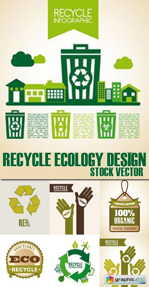 Stock Vectors - Recycle ecology design, 25xEps