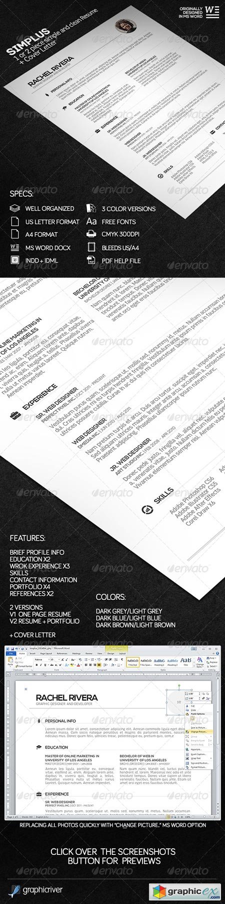 SIMPLUS - 1 or 2 Piece Simple and Clean Resume 7238629
