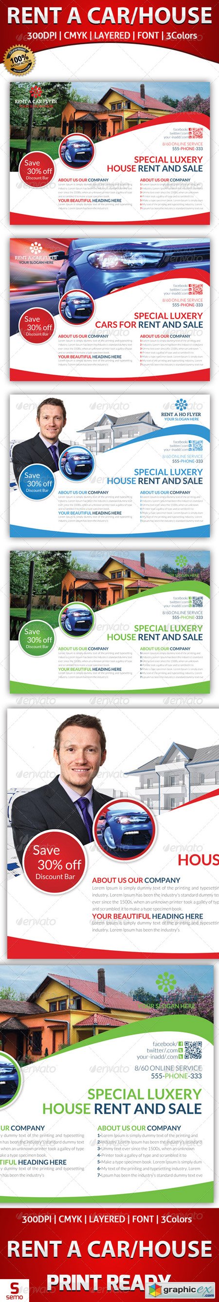Rent A House And Car Flyer Template
