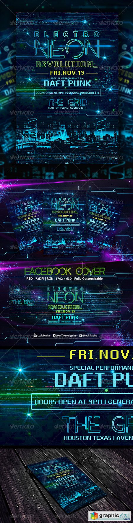 Electro Neon Flyer + Fb Cover