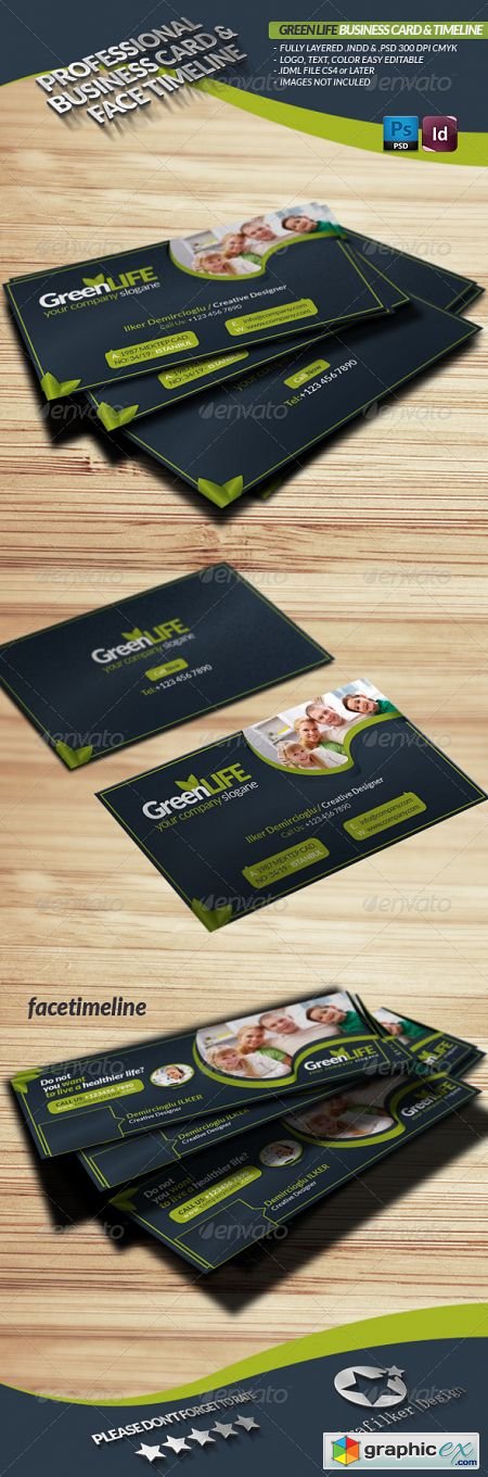 Green Life Business Card & Face-Timeline