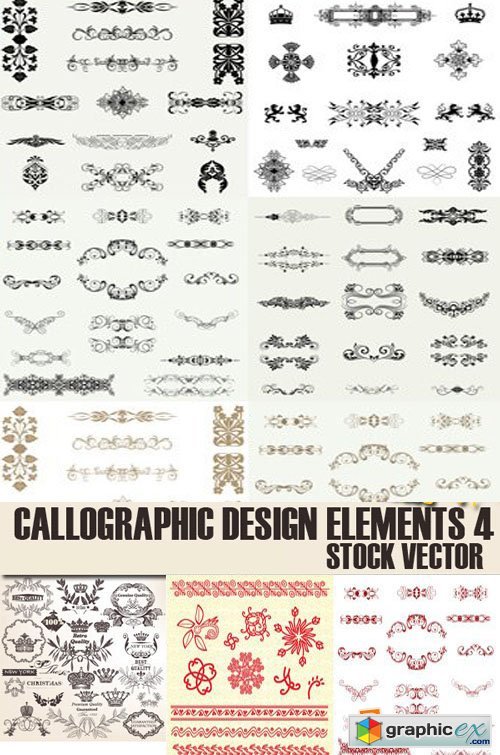 Calligraphic Design Elements 4, 25xEPS