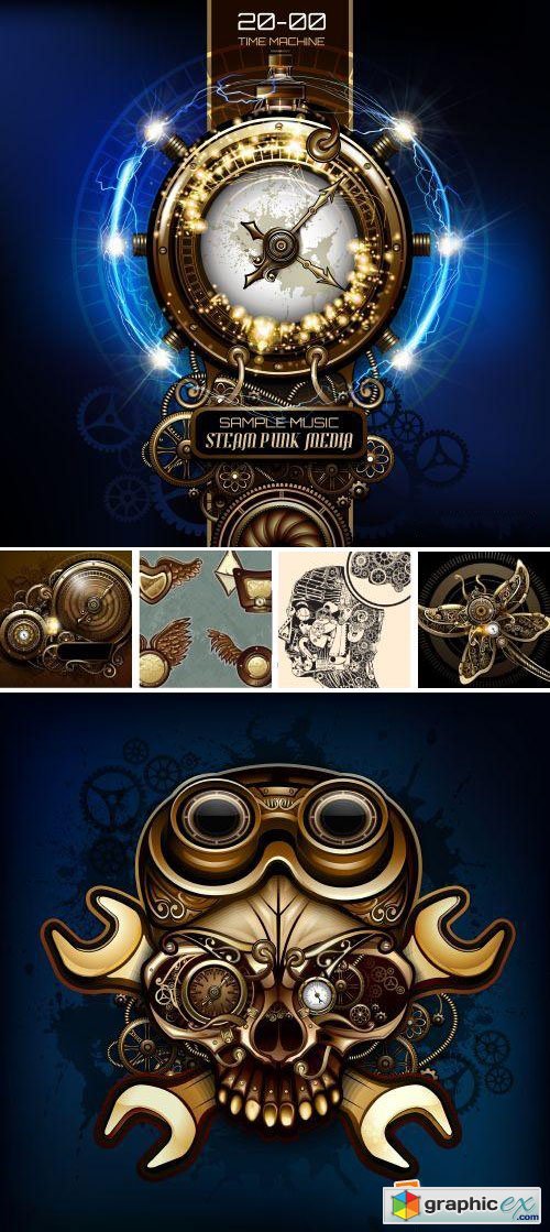 Steampunk Bundle of Vectors, Images and Videos!