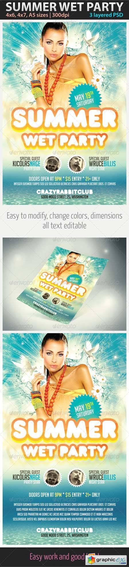 Summer Wet Party Flyer Template Photoshop