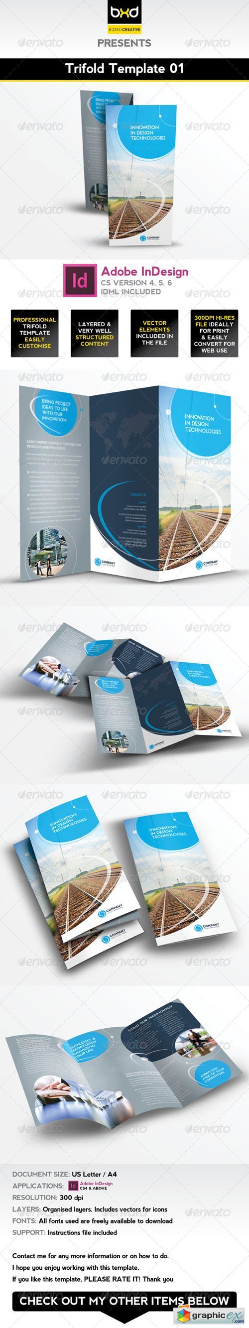 Trifold Brochure Template 01 - InDesign Layout 4476765