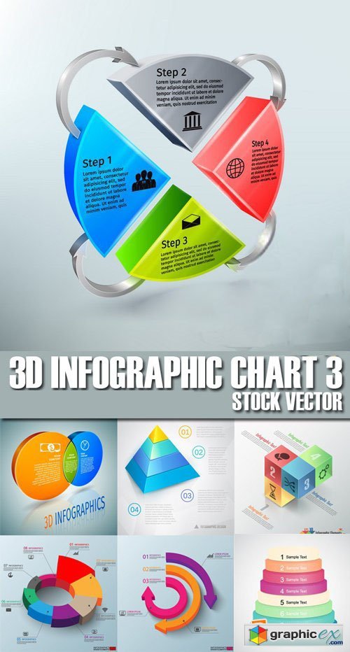 Stock Vectors - 3D Infographic Chart 3, 25xEPS