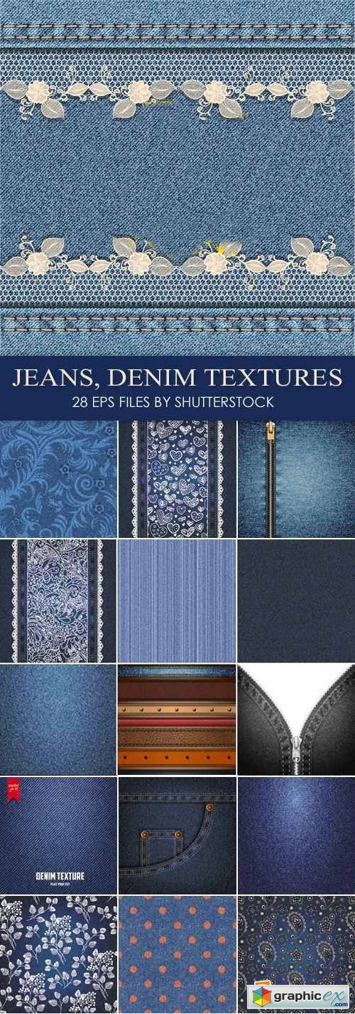 Stock Vector - Jeans, Denim Textures