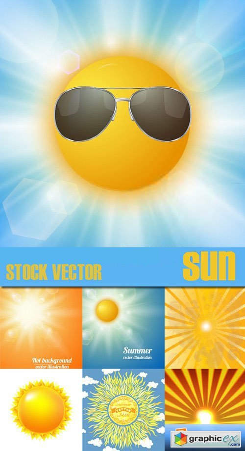 Stock Vectors - Sun, Summer, Rays., 25xEps