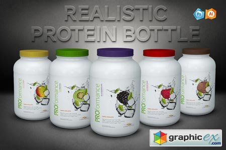 Creativemarket Realistic Protein Bottle Mockup 33987