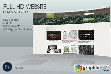 Creativemarket FullHD Website 3D mockup 34696
