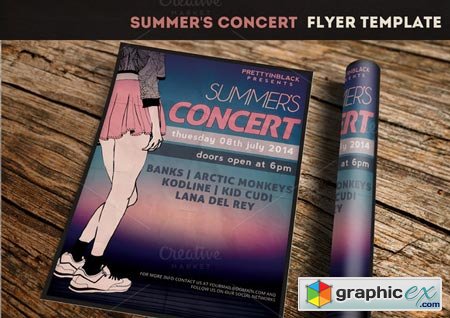Creativemarket Summer&#039;s Concert Flyer Template 34912