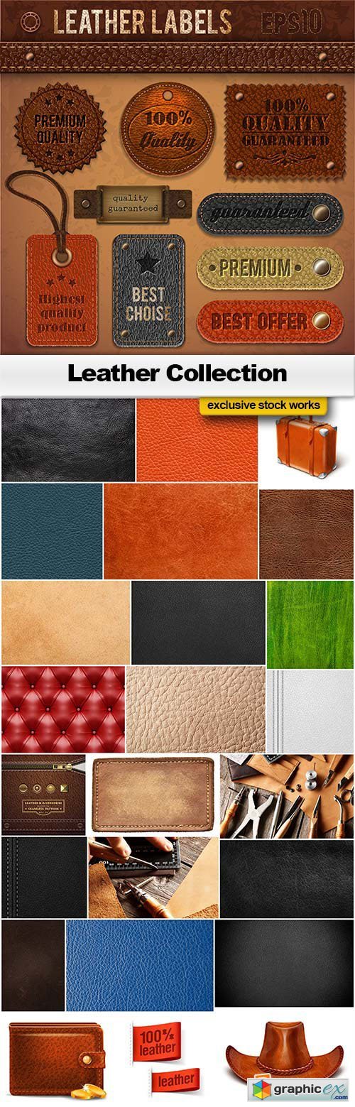 Leather Collection (Textures, Patterns and Elements) 17xJPG & 8XEPS
