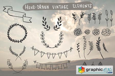 Creativemarket Hand-Drawn Vintage Elements 25462