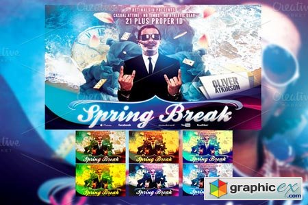 Creativemarket Spring Break Flyer Template 4093