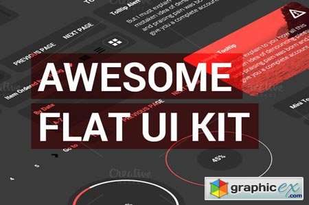 Creativemarket Awesome Flat Ui Kit - PSD 25661