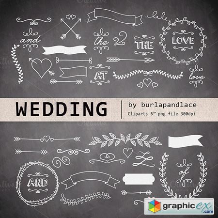 Creativemarket Chalkboard wedding cliparts 24677