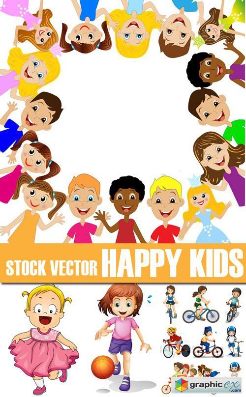 Stock Vectors - Happy Kids, children, 25xEps
