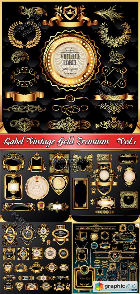 Vector Label Vintage Gold Premium Vol1