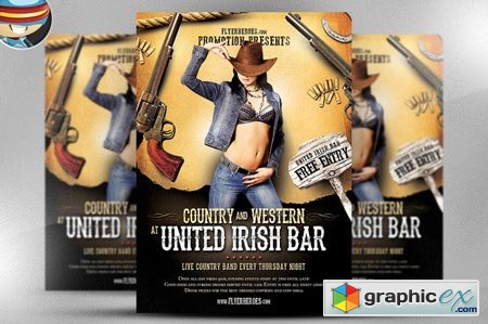 Creativemarket Country and Western Flyer Template 21245