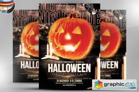 Creativemarket Halloween Club Flyer Template 18077