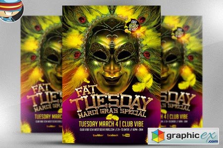Fat Tuesday Mardi Gras PSD Flyer 21883