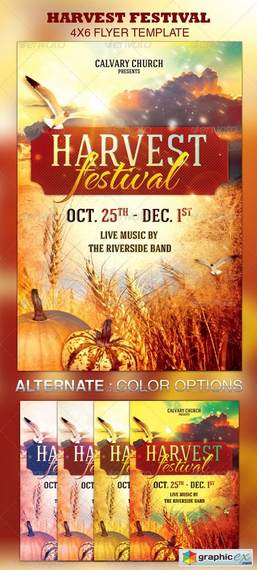 Harvest Festival Church Flyer Template » Free Download Vector Stock