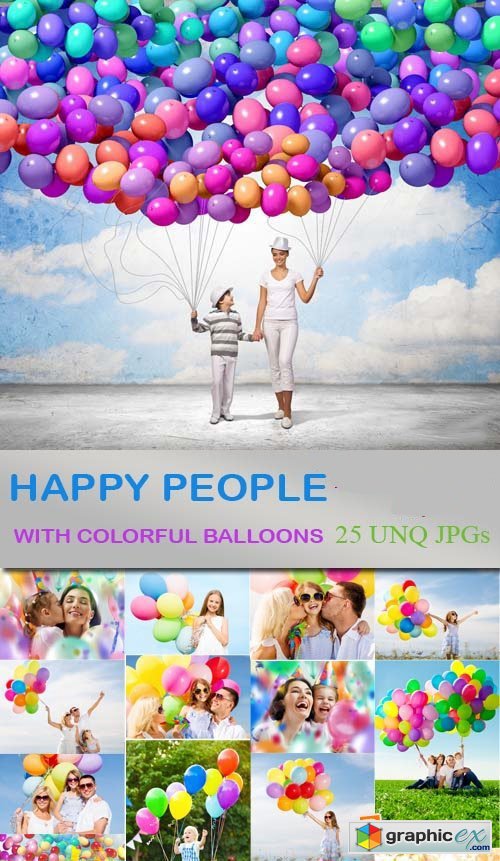 Happy People with Colorful Balloons 25xJPG