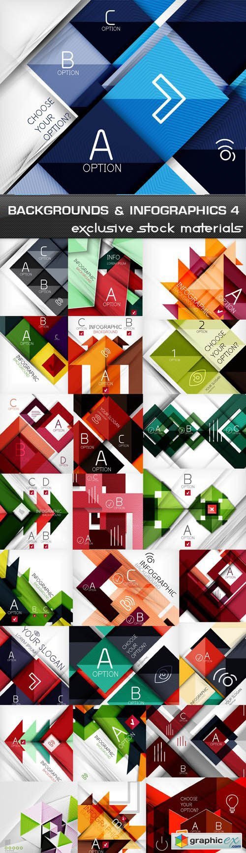 Abstract Backgrounds & Infographics Collection 4, 25xEPS