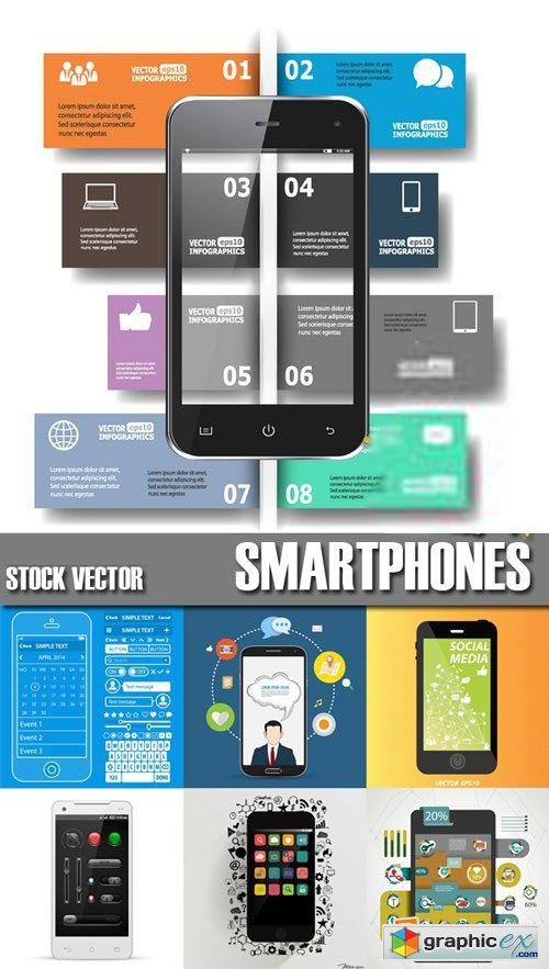 Stock Vectors - Phone Infographics, Smartphones 2, 25xEPS