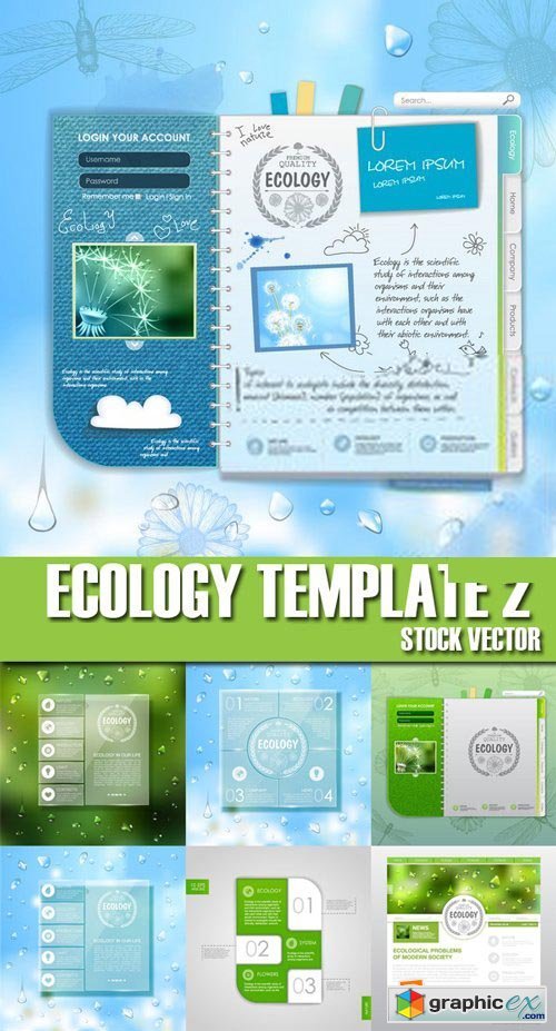Stock Vectors - Ecology template 2, 25xEPS