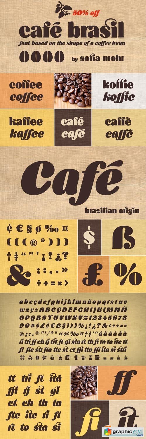 Cafe Brasil Font Family - 2 Fonts for $59