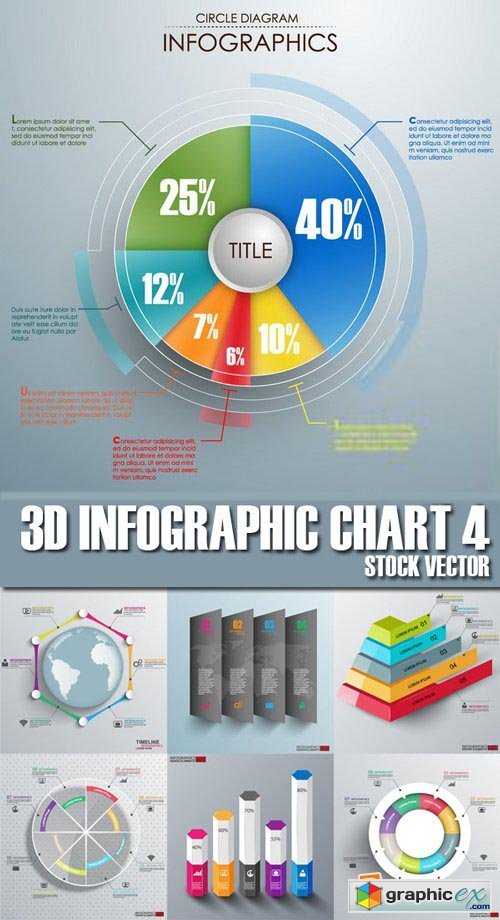 Stock Vectors - 3D Infographic Chart 4, 25xEPS