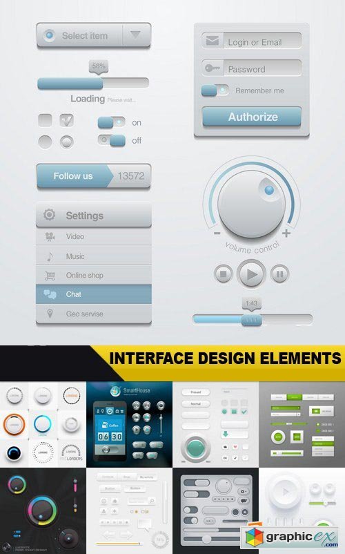 Interface Design Elements - 25 Vector