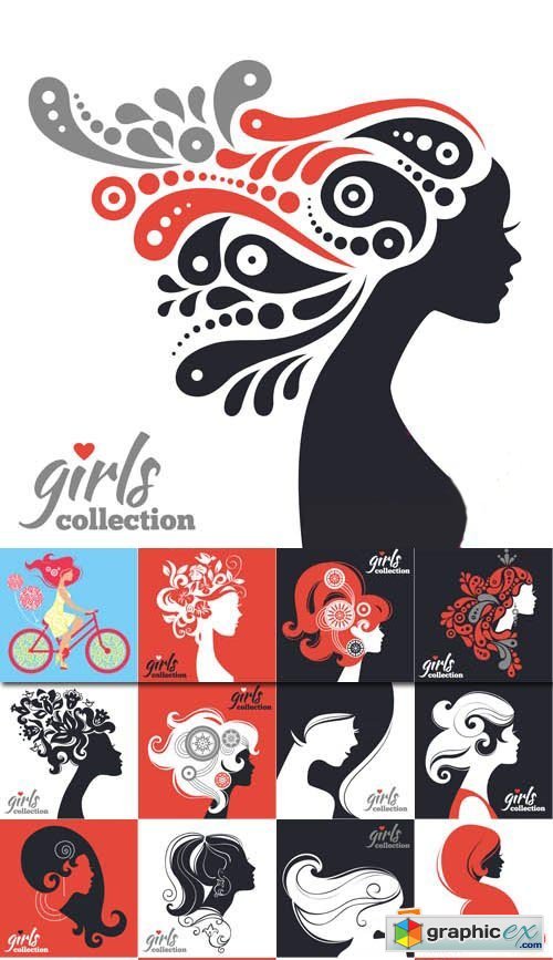 Girls silhouettes collection, 25xEPS
