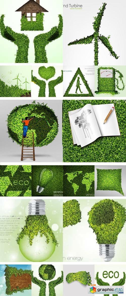 Think Green Conceptual Vectors 25xEPS