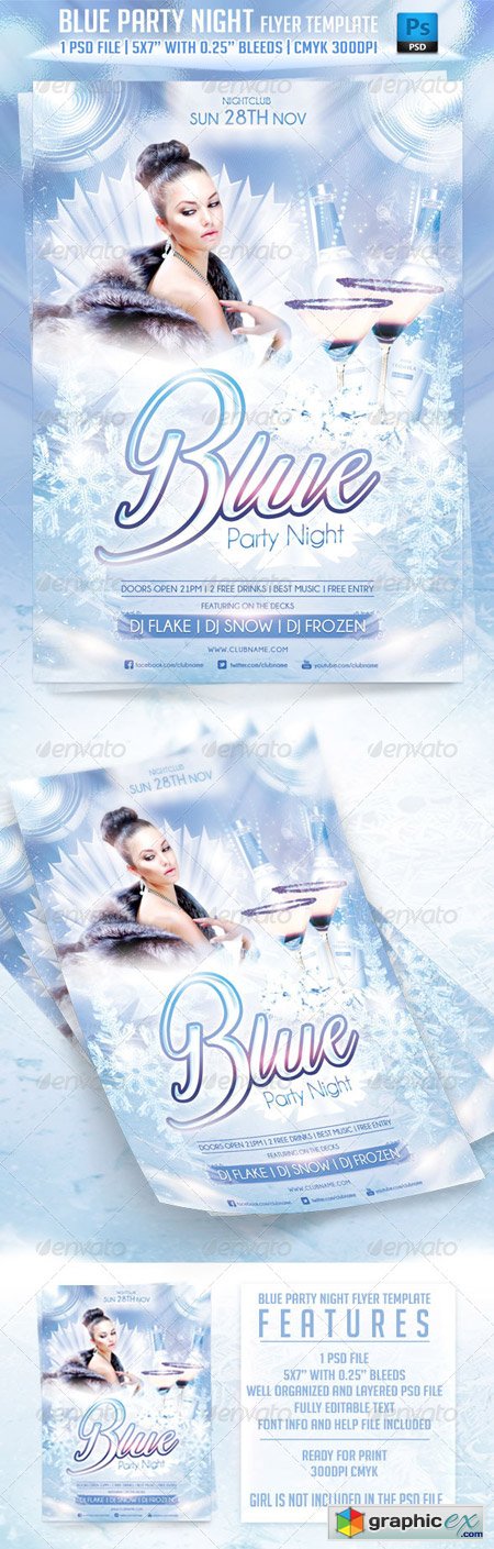 Blue Party Night Flyer Template