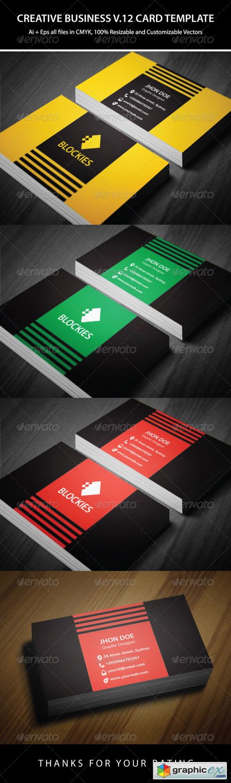 3 Colors Creative Business Card Template 5934476
