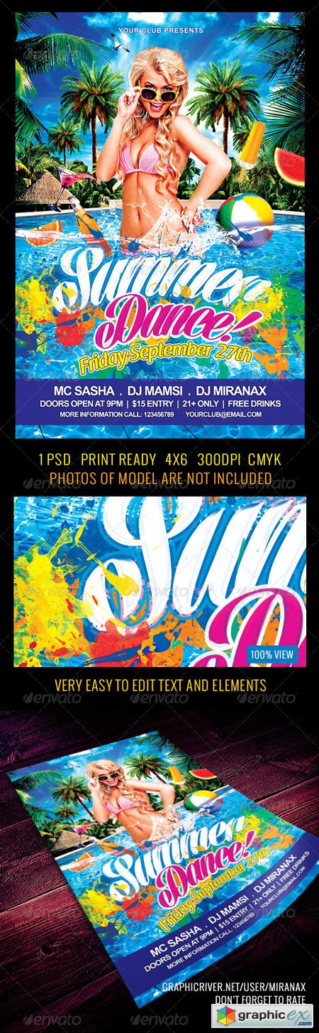 Summer Pool Party Flyer Template 5594539