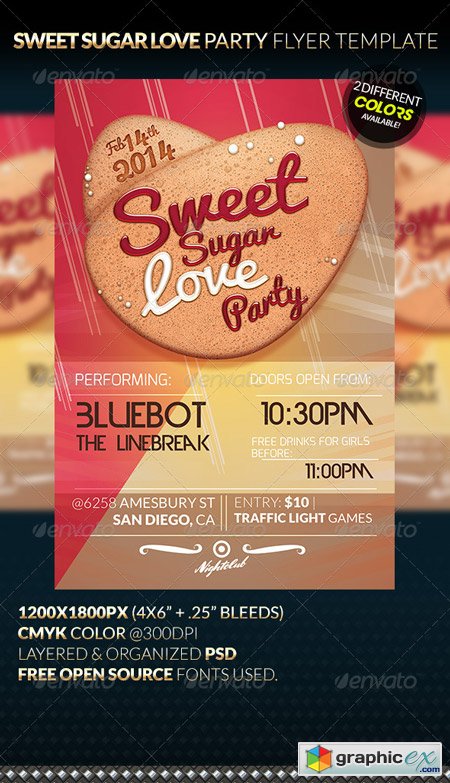 Sweet Sugar Love Party Flyer Template