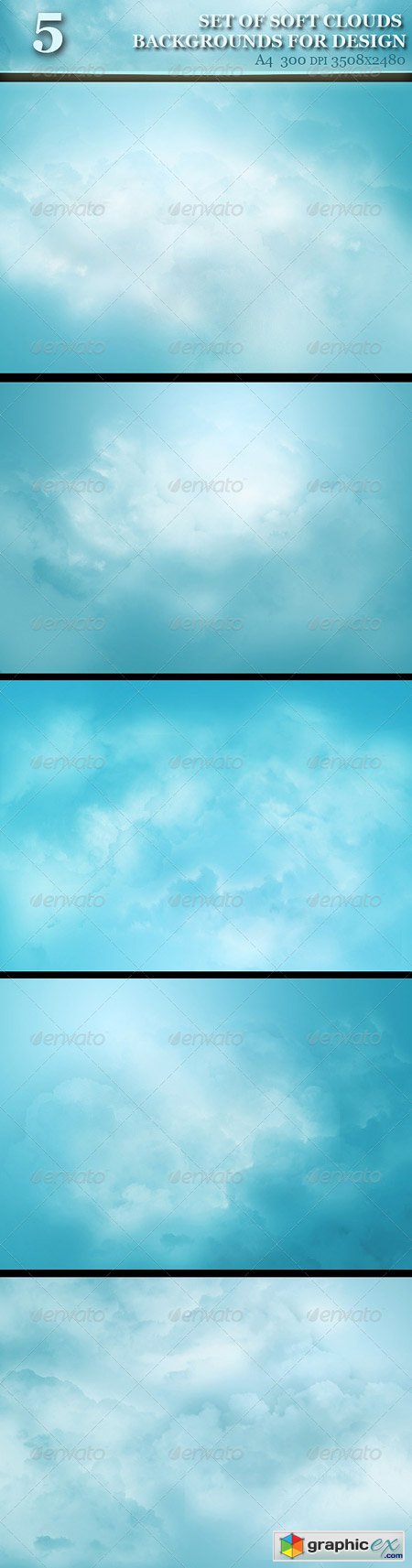Set of Soft Clouds Backgrounds for Design