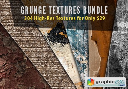 Grunge Textures Bundle 304 High-Res Textures with a Commercial License