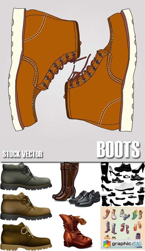 Stock Vectors - Boots, low shoe, sneakers, 25xEPS