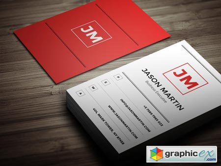 Minimal Red Business Card 22599